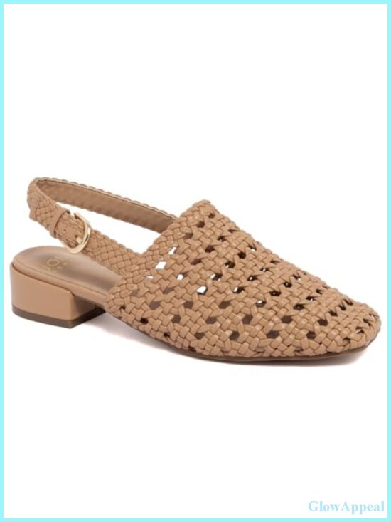Shoes - Women's Woven Slingback Sandals Square Toe Low Block Heel Dressy Shoes